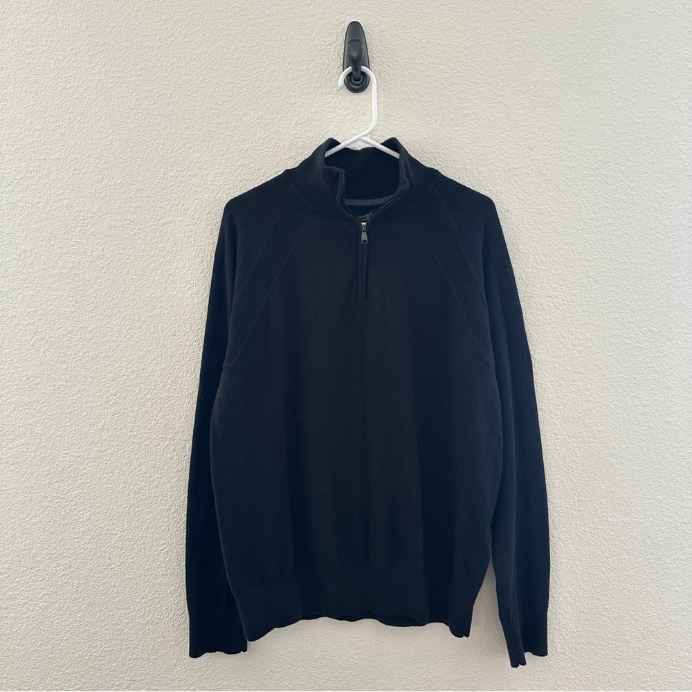 Banana Republic Cashmere Cotton half-zip Sweater -‎ Quiet Luxury Minimalist - L